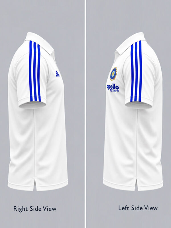 Team India New White and Blue Polo T Shirt - Big Stripes 2 Team India White and Blue Big Stripes Polo Shirt with premium sports fabric and sporty design.