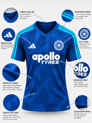 Team India New Blue Training Jersey for cricket players and fans, available from TeeHub.